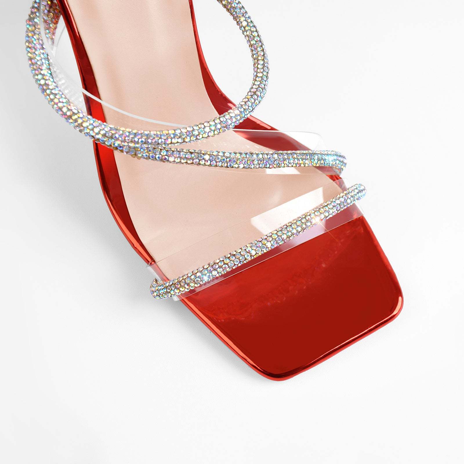 Römische Sandalen mit Absatz High Heels Strassstein Abendschuhe