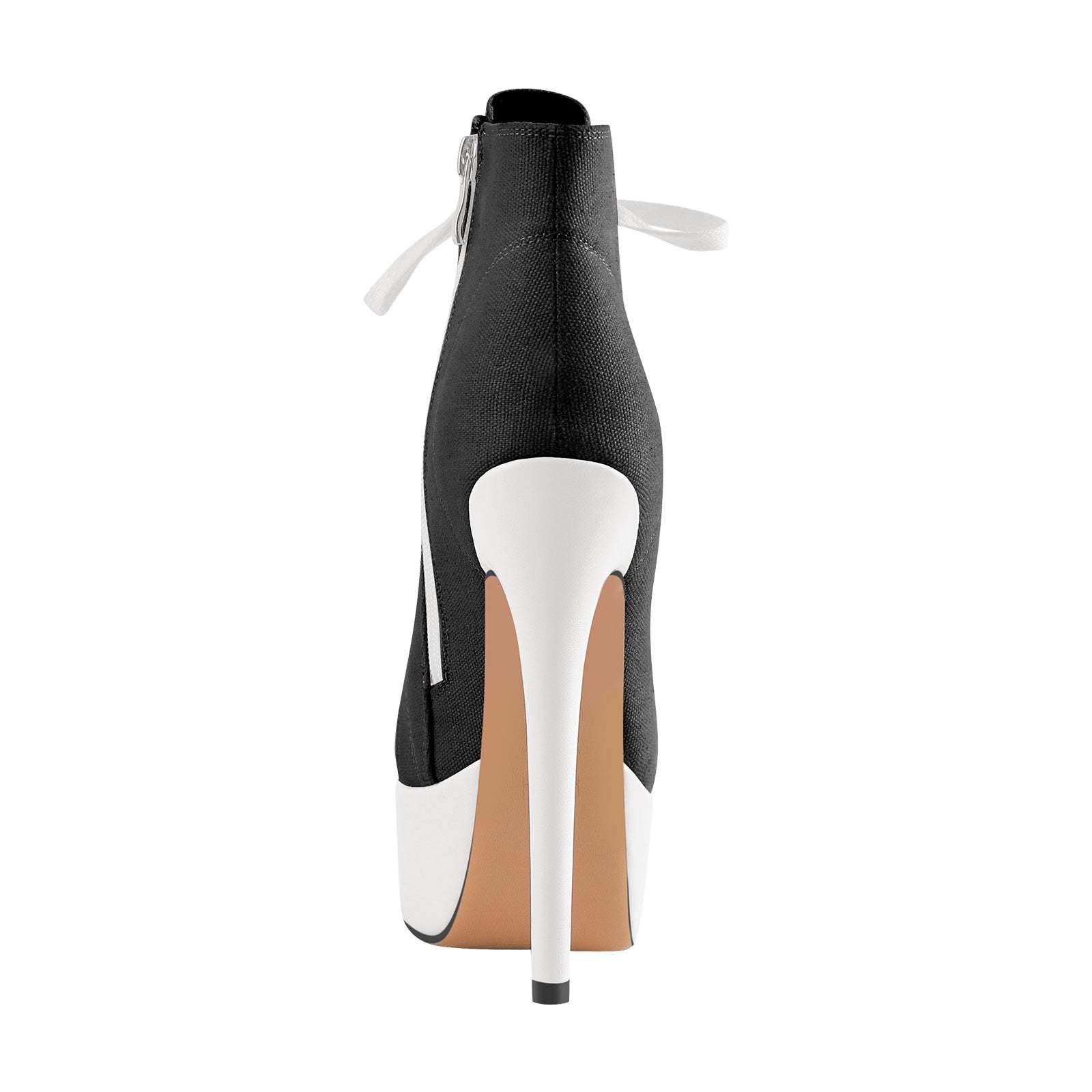 Plateau Stiefeletten Canvas Schürstiefel Stilettos Pfennigabsatz