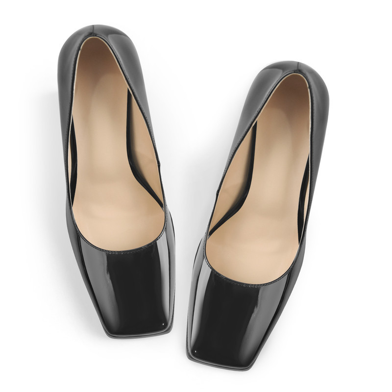 Quadratische Zehe Dreieck Block High Heels Pumps