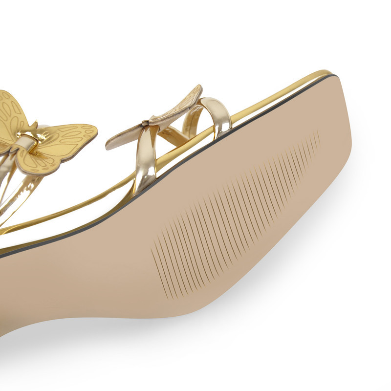 Knöchelriemen Schmetterling Dekor Mid Chunky Heels Sandalen