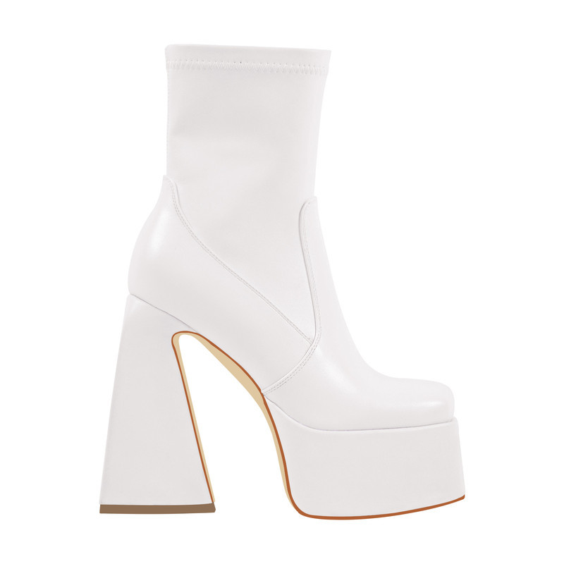 Quadratische Zehe Plattform Seite Reißverschluss Stiefeletten