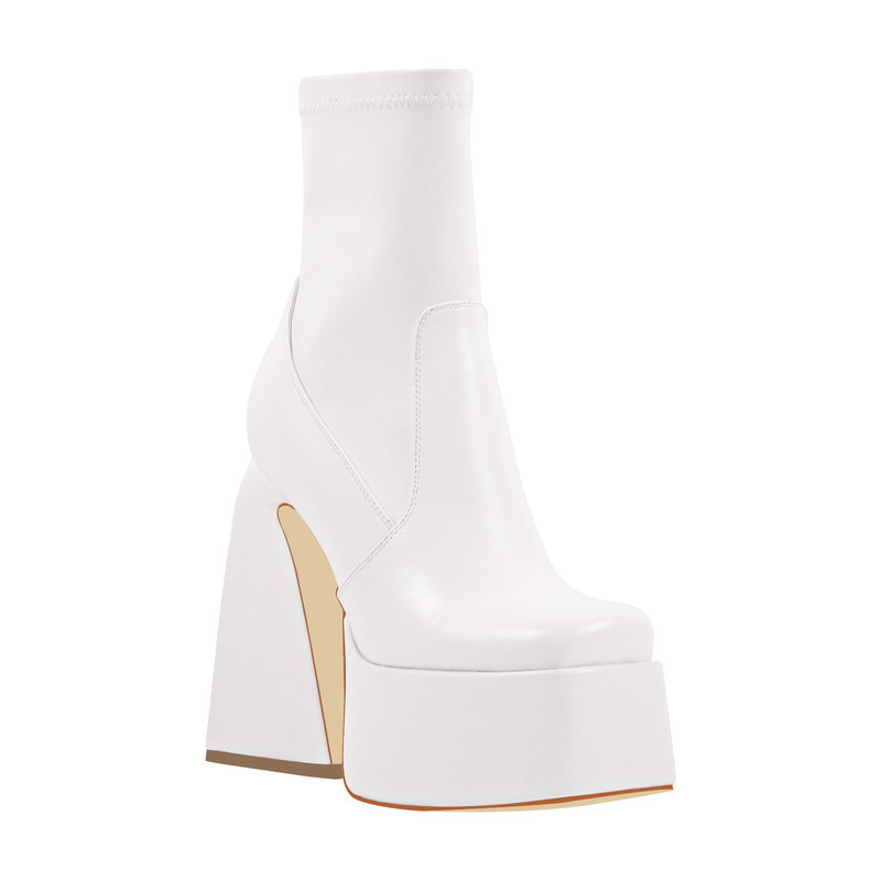 Quadratische Zehe Plattform Seite Reißverschluss Stiefeletten