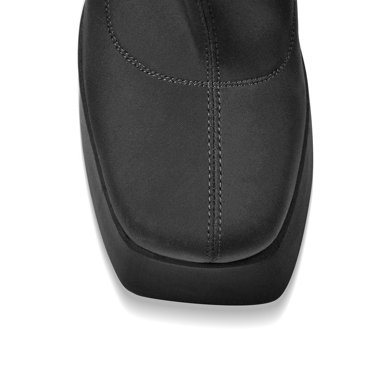 Quadratische Zehe Plattform Seite Reißverschluss Stiefeletten