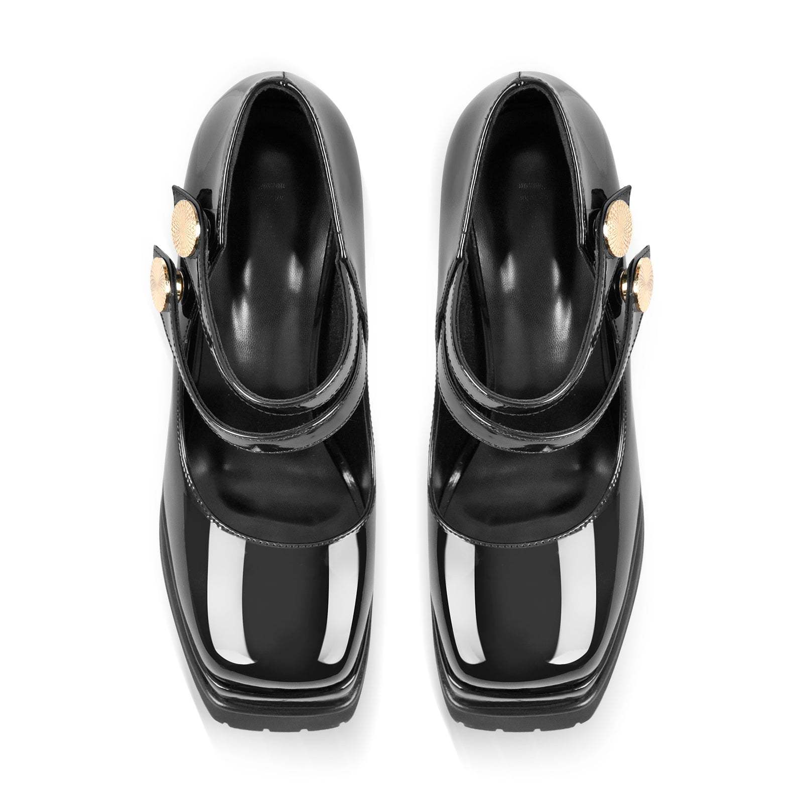 Plateau Mary Janes mit Blockabsatz Riemchenpumps Quadratischer Zehenpartie