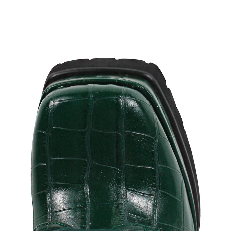 Doppeltes Plateau Leder gemusterte Schnürpumps