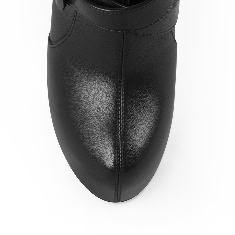 Runde Zehe Plattform Chunky Schnalle Reißverschluss Ankle Stiefel