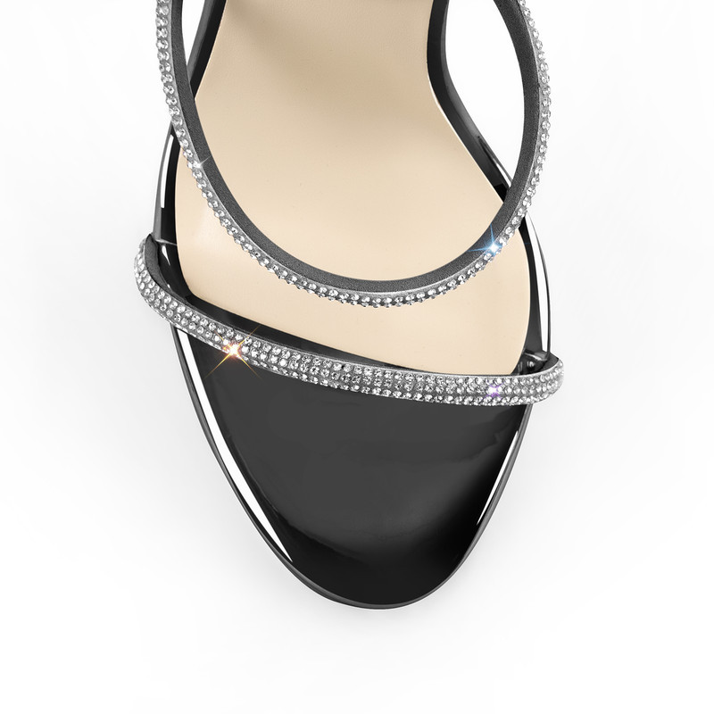 Offene Zehen High Heels Strass Riemchensandalen