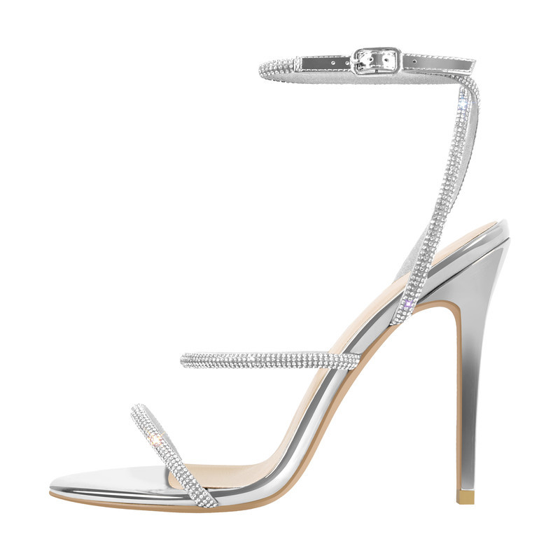 Offene Zehen High Heels Strass Riemchensandalen