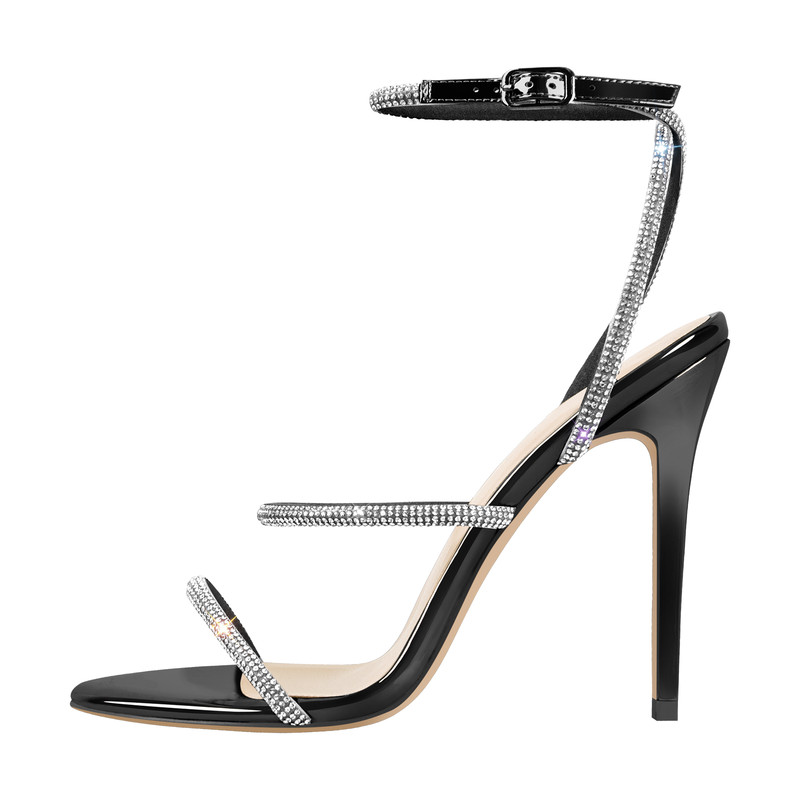 Offene Zehen High Heels Strass Riemchensandalen