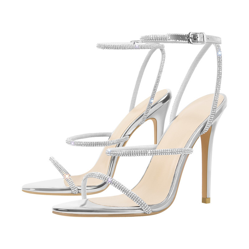 Offene Zehen High Heels Strass Riemchensandalen