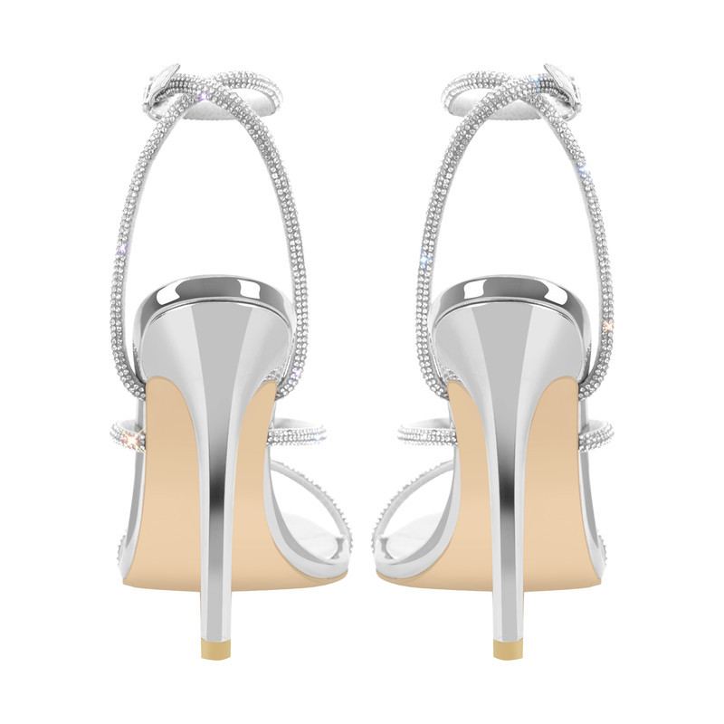 Offene Zehen High Heels Strass Riemchensandalen