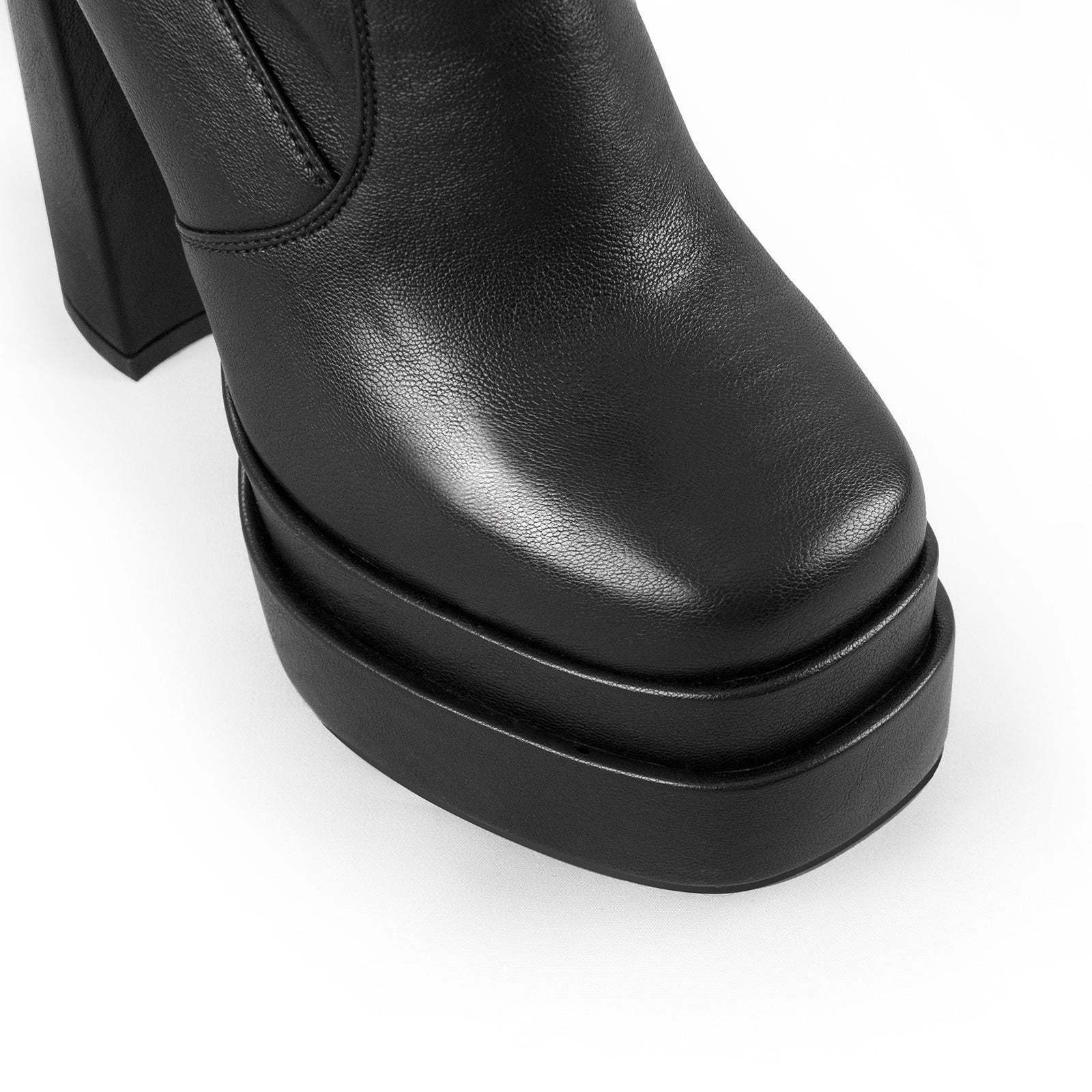 Plateau Overknee Stiefel Double Plateau Blockabsatz Elastische Stiefel Quatische Zehen