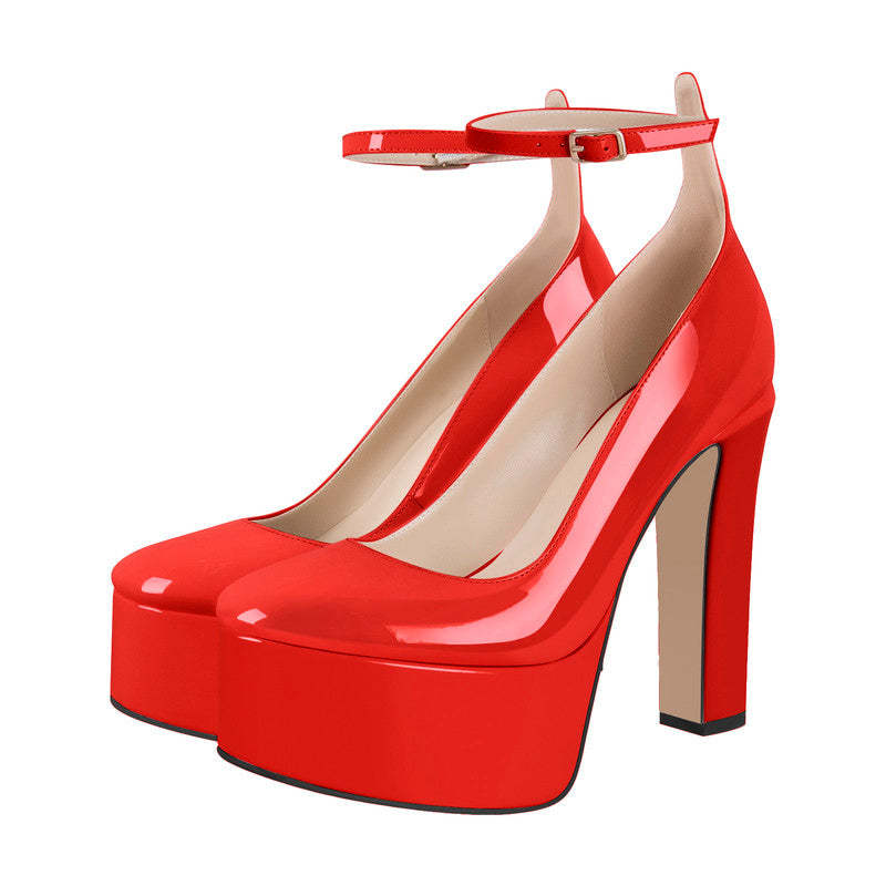 Plateau Mary Janes mit knöchelschnallen High Heels Pumps