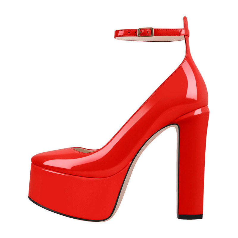 Plateau Mary Janes mit knöchelschnallen High Heels Pumps