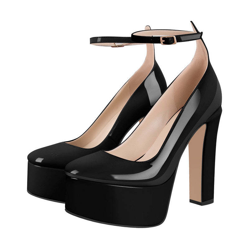 Plateau Mary Janes mit knöchelschnallen High Heels Pumps