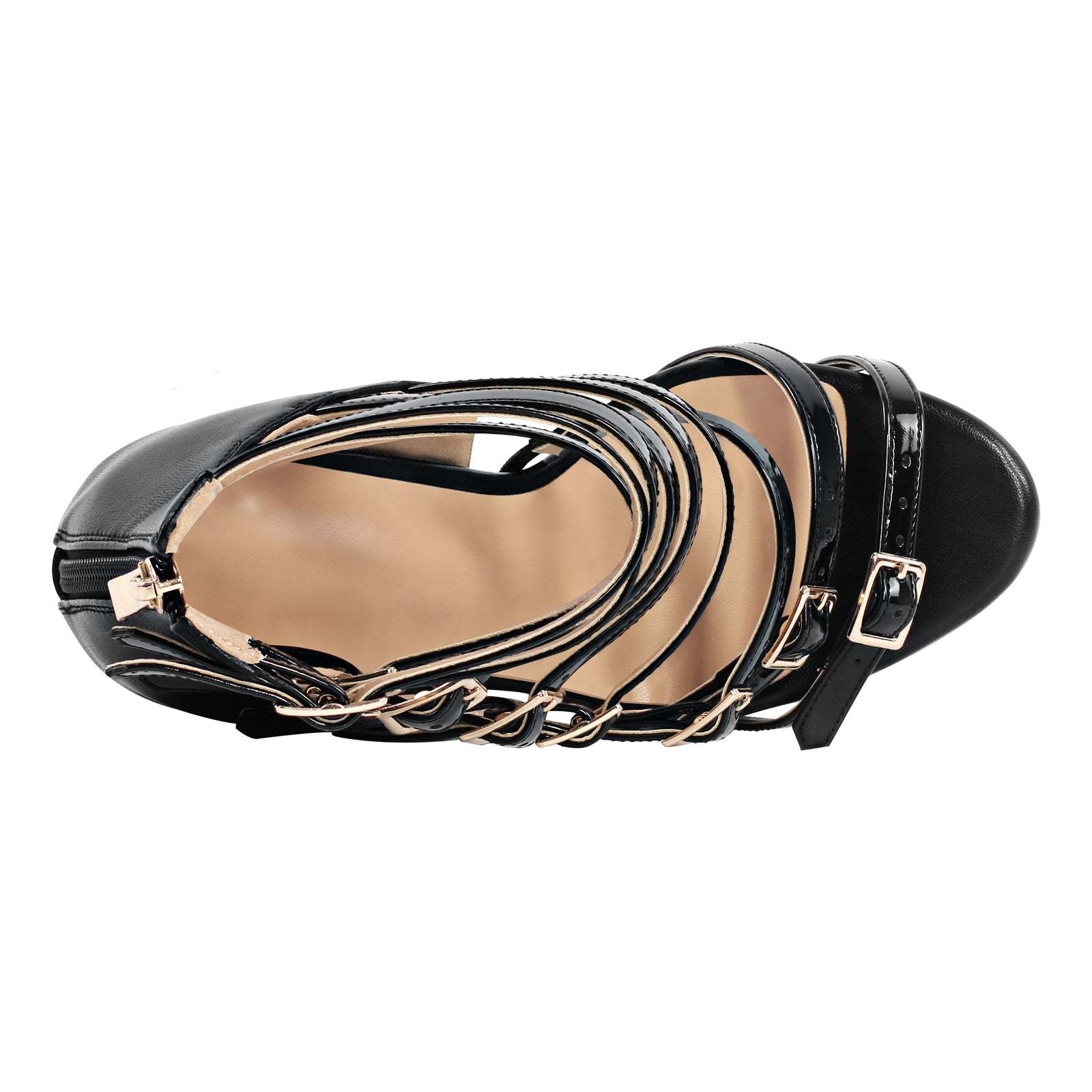 Plateau Riemchensandalen Stilettos Schnallen Reißverschluss Abendschuhe