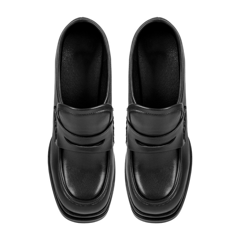 Doppelte Plateaus mit klobigem hohem Absatz Loafers Pumps