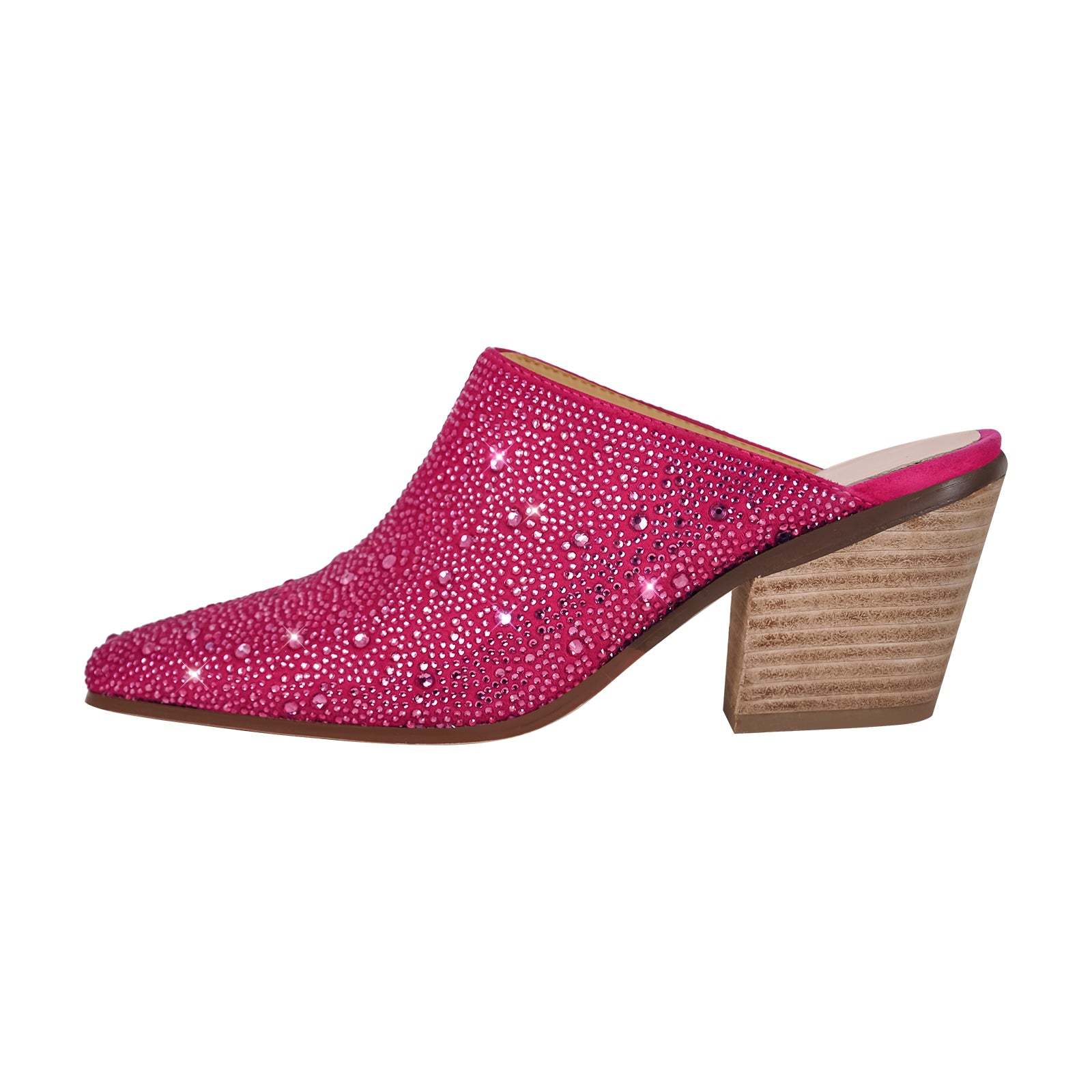 Mules Pantoletten Pantoletten mit absatz Pantoffeln verzierte Schmucksteinen