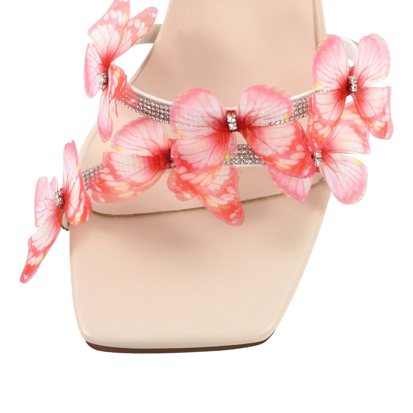 Sandalen verzierte Schmetterlinge High Heels Strass Riemchen