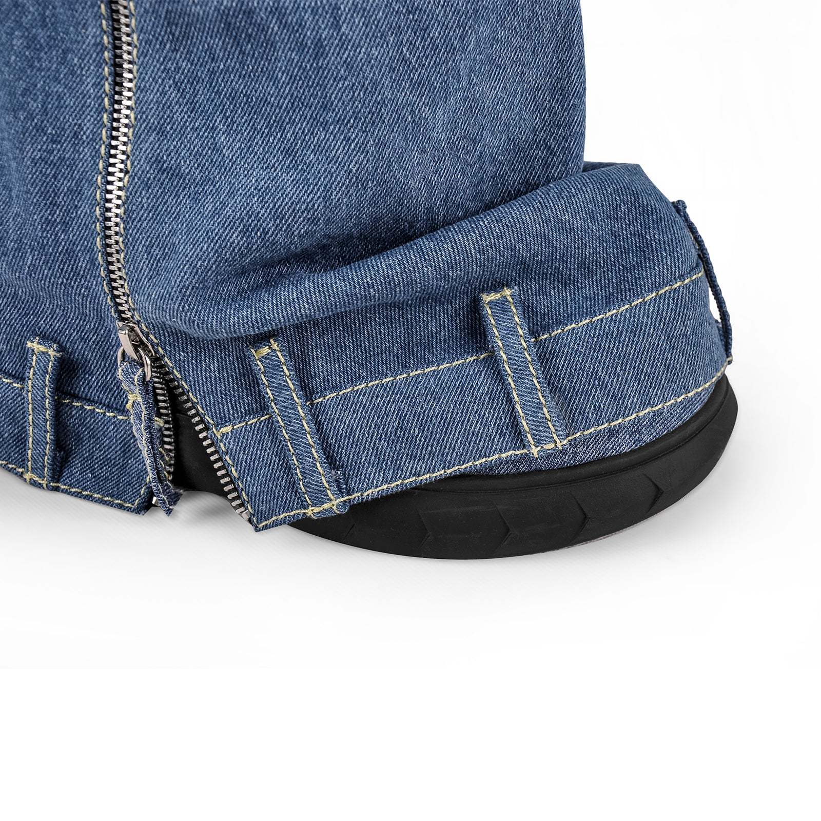 Fold Over Boots Halbstiefel mit Keilabsatz Jeansstoff Y2K Stil Denim Stiefel