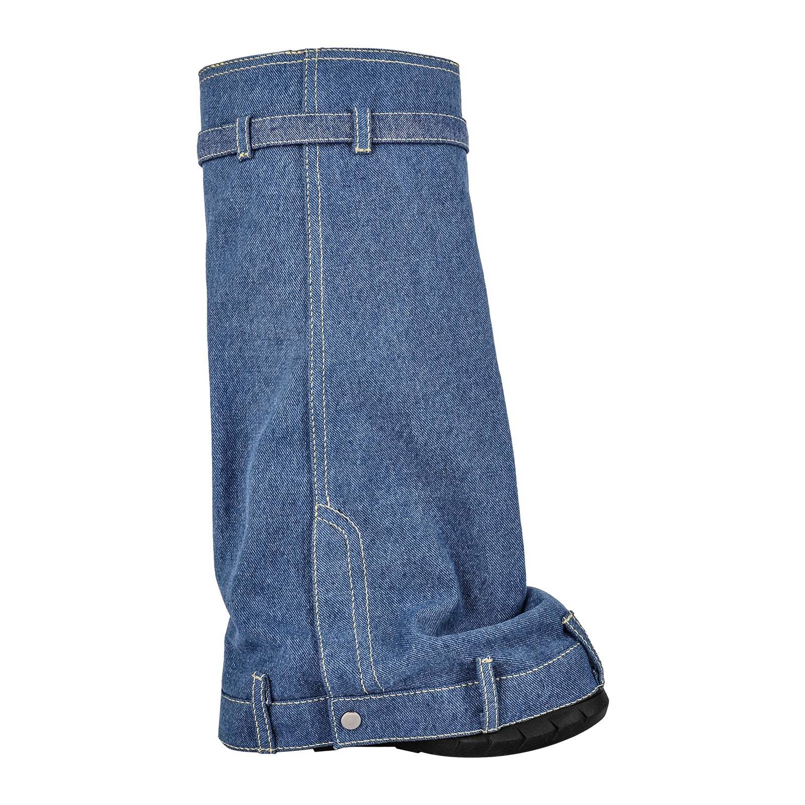 Fold Over Boots Halbstiefel mit Keilabsatz Jeansstoff Y2K Stil Denim Stiefel