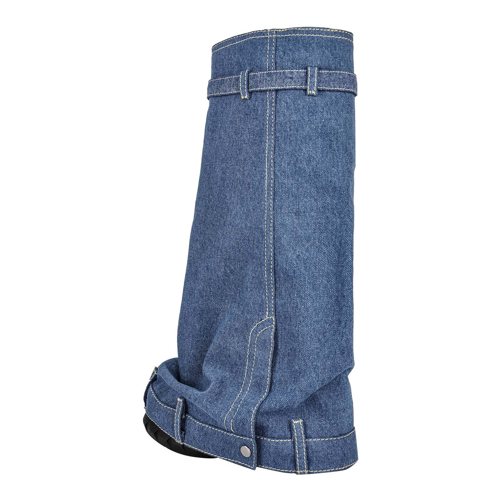 Fold Over Boots Halbstiefel mit Keilabsatz Jeansstoff Y2K Stil Denim Stiefel