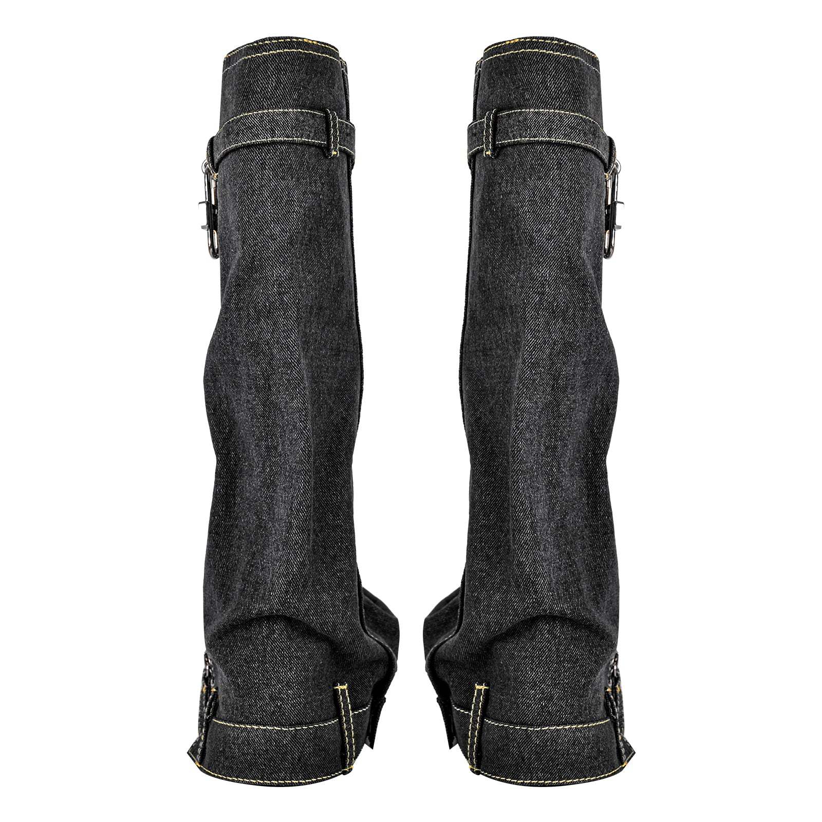 Fold Over Boots Halbstiefel mit Keilabsatz Jeansstoff Y2K Stil Denim Stiefel