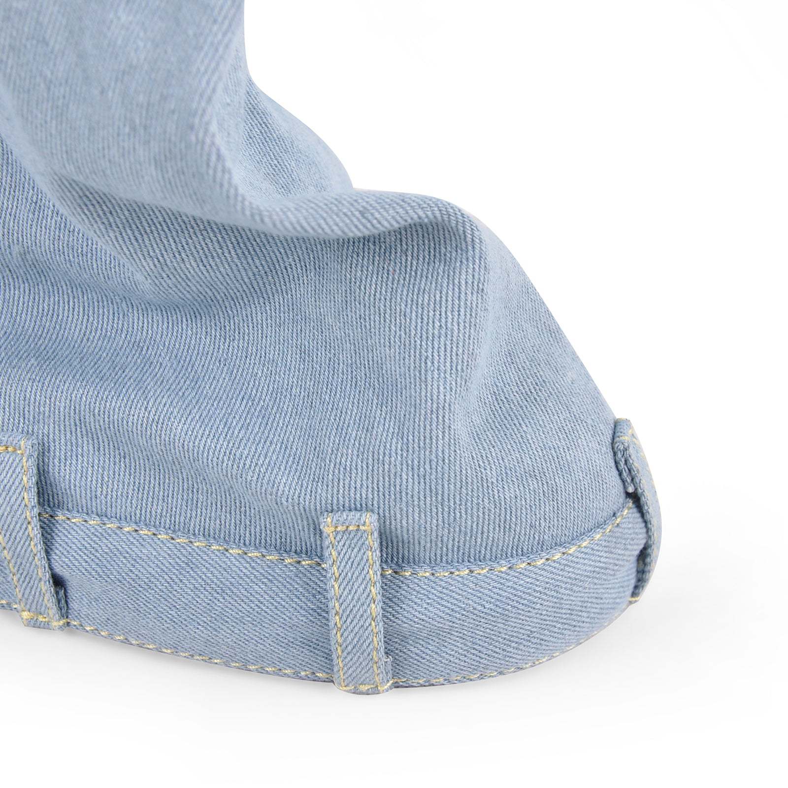 Fold Over Boots Halbstiefel mit Keilabsatz Jeansstoff Y2K Stil Denim Stiefel