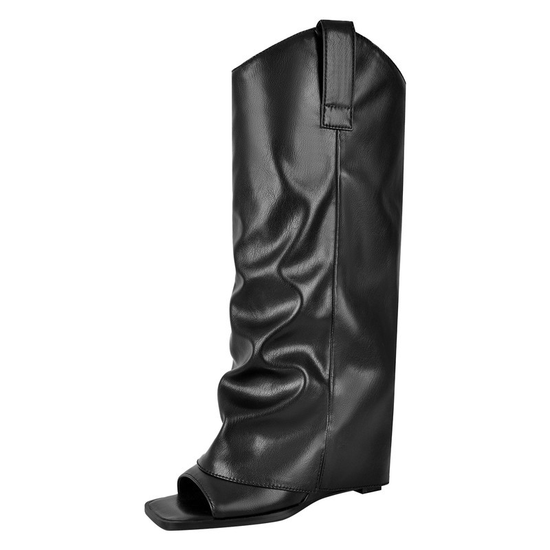 Square Offene Toe Fold Over Sandals Stiefel