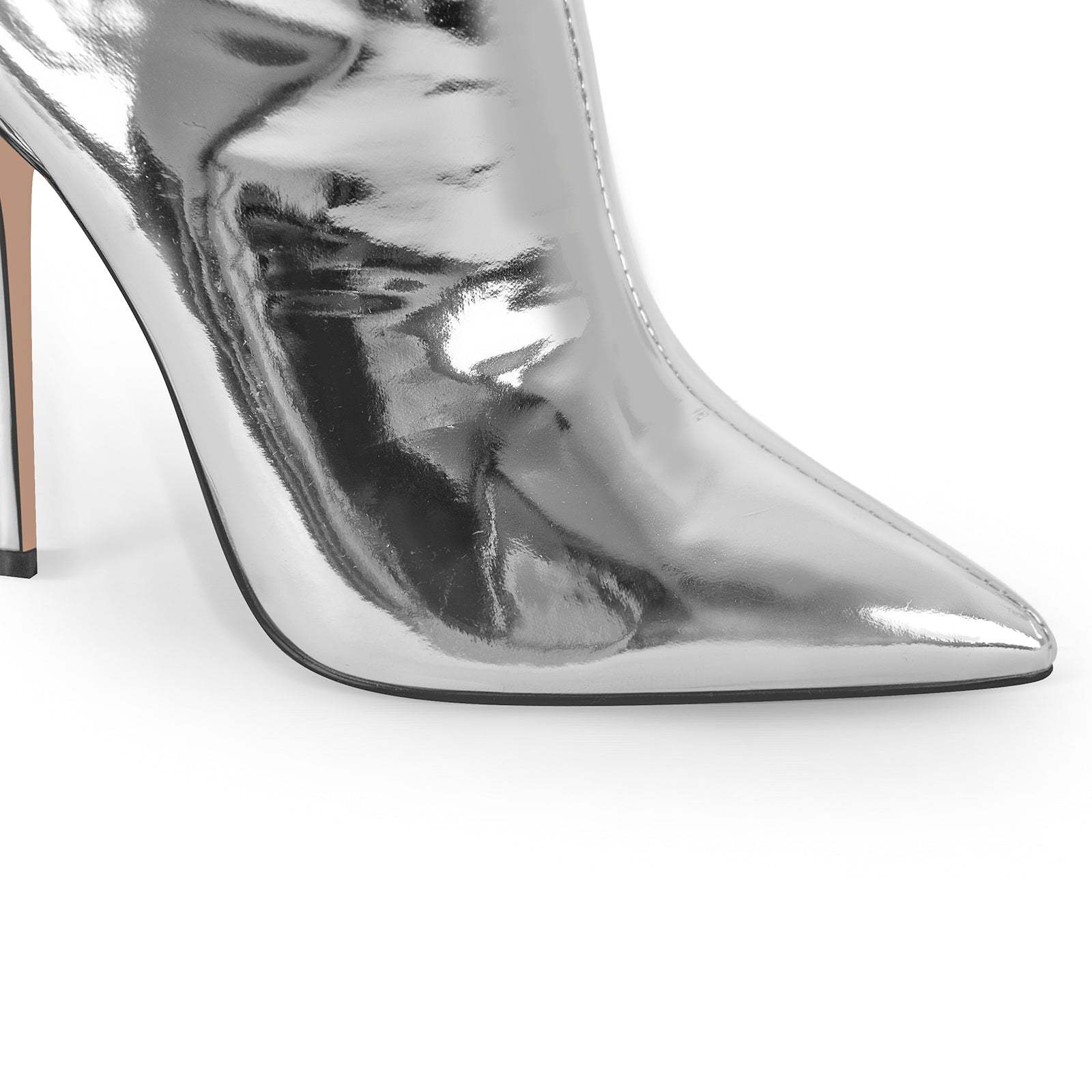 Spitze Zehen Langschaft Stiefel Overknee Pfennigabsatz Lack