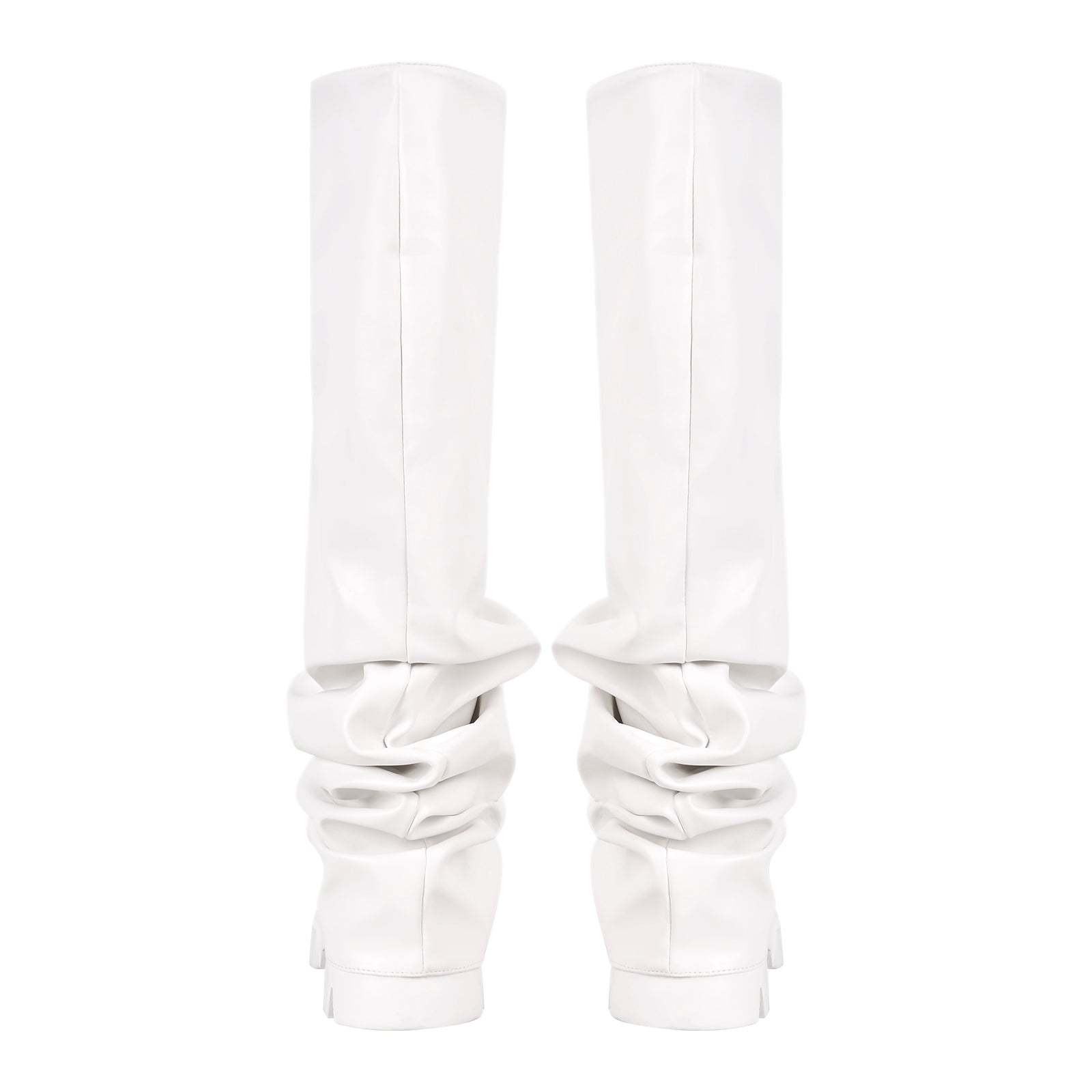 Plateau Halbstiefel Blockabsatz Fold Over Mid Calf Boots Stiefeletten