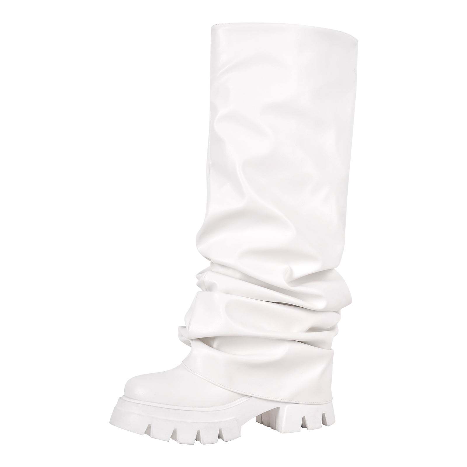 Plateau Halbstiefel Blockabsatz Fold Over Mid Calf Boots Stiefeletten