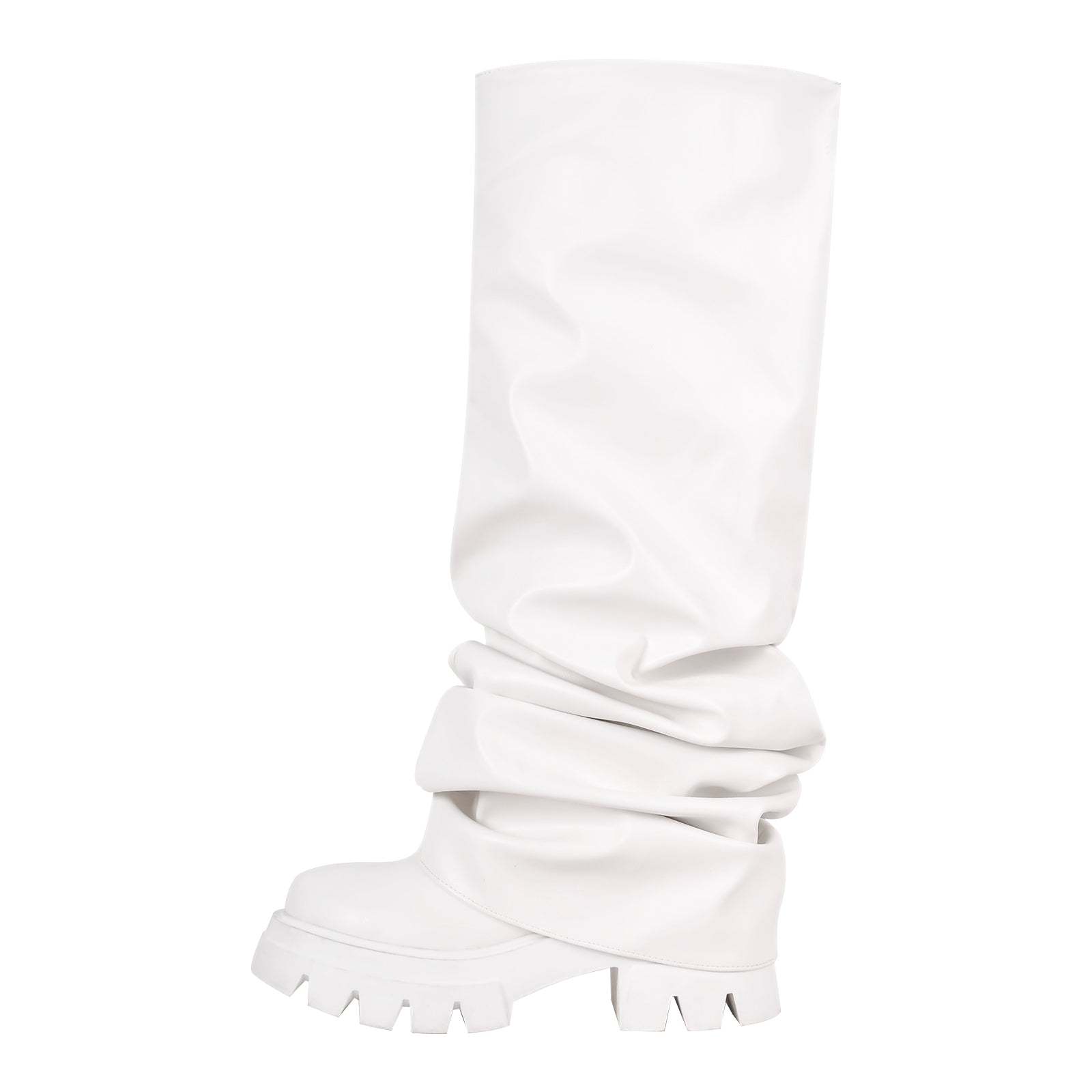 Plateau Halbstiefel Blockabsatz Fold Over Mid Calf Boots Stiefeletten