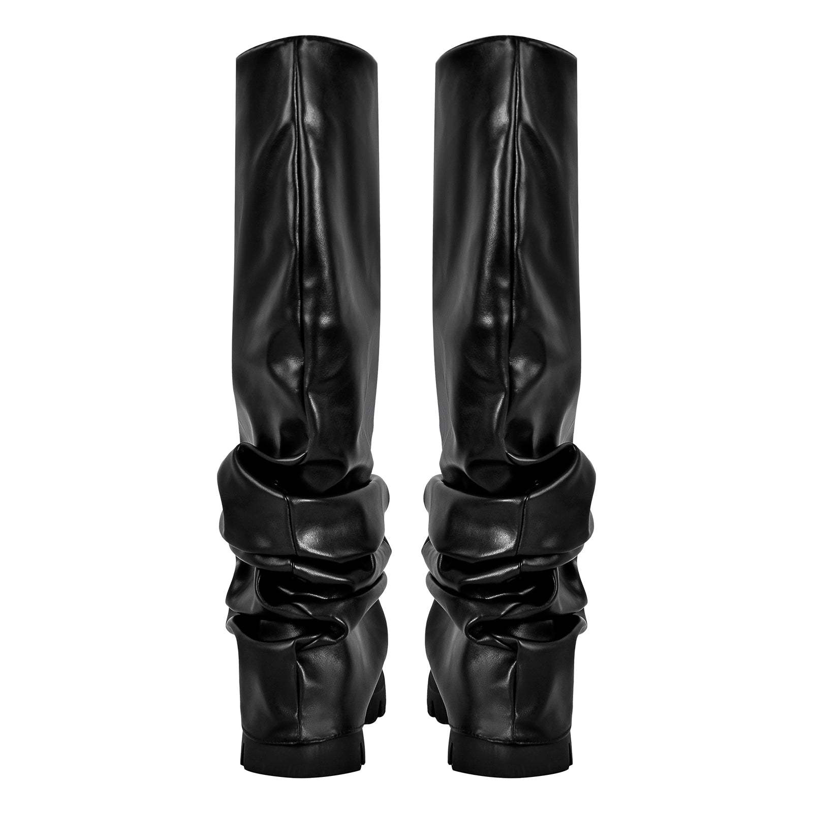 Plateau Halbstiefel Blockabsatz Fold Over Mid Calf Boots Stiefeletten