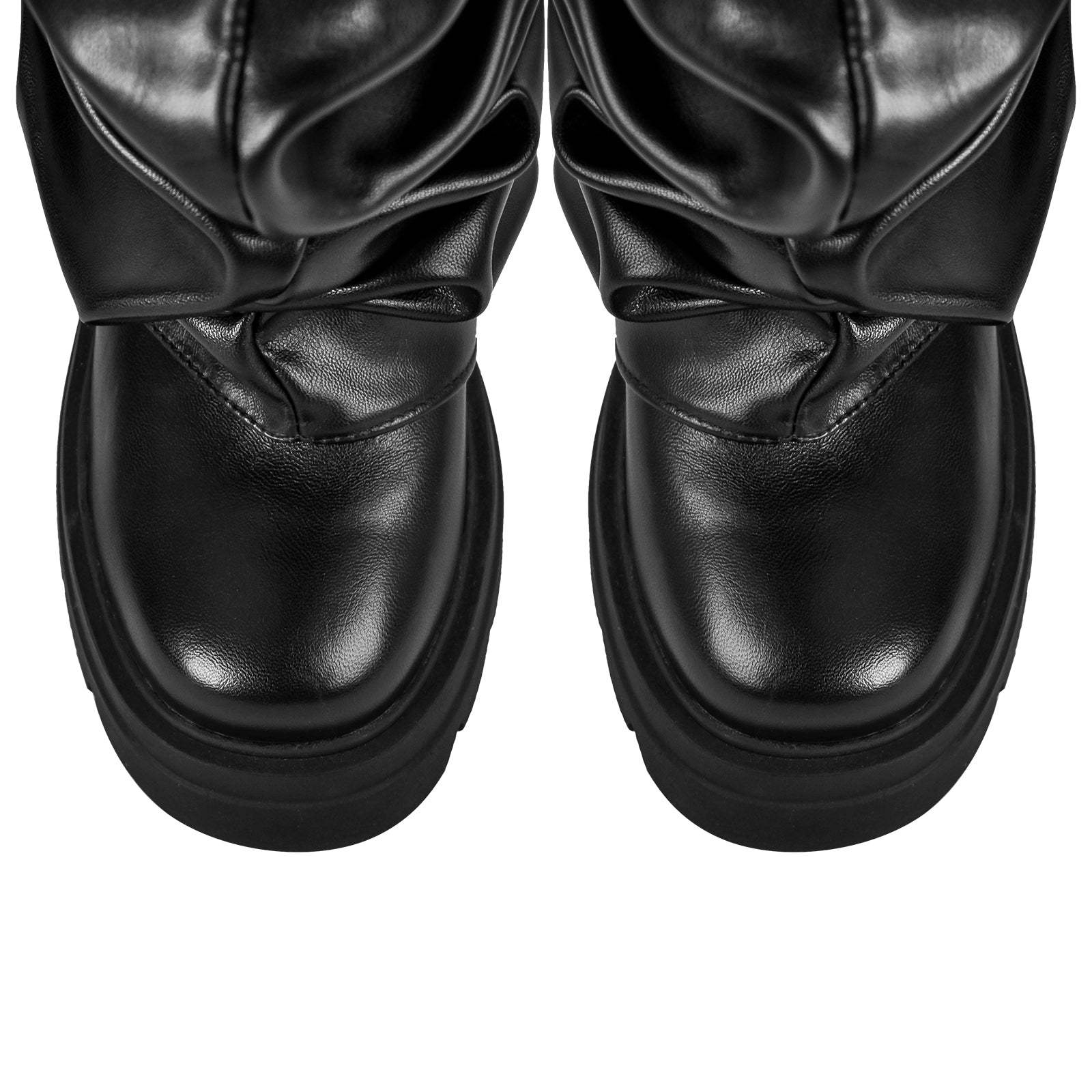 Plateau Halbstiefel Blockabsatz Fold Over Mid Calf Boots Stiefeletten