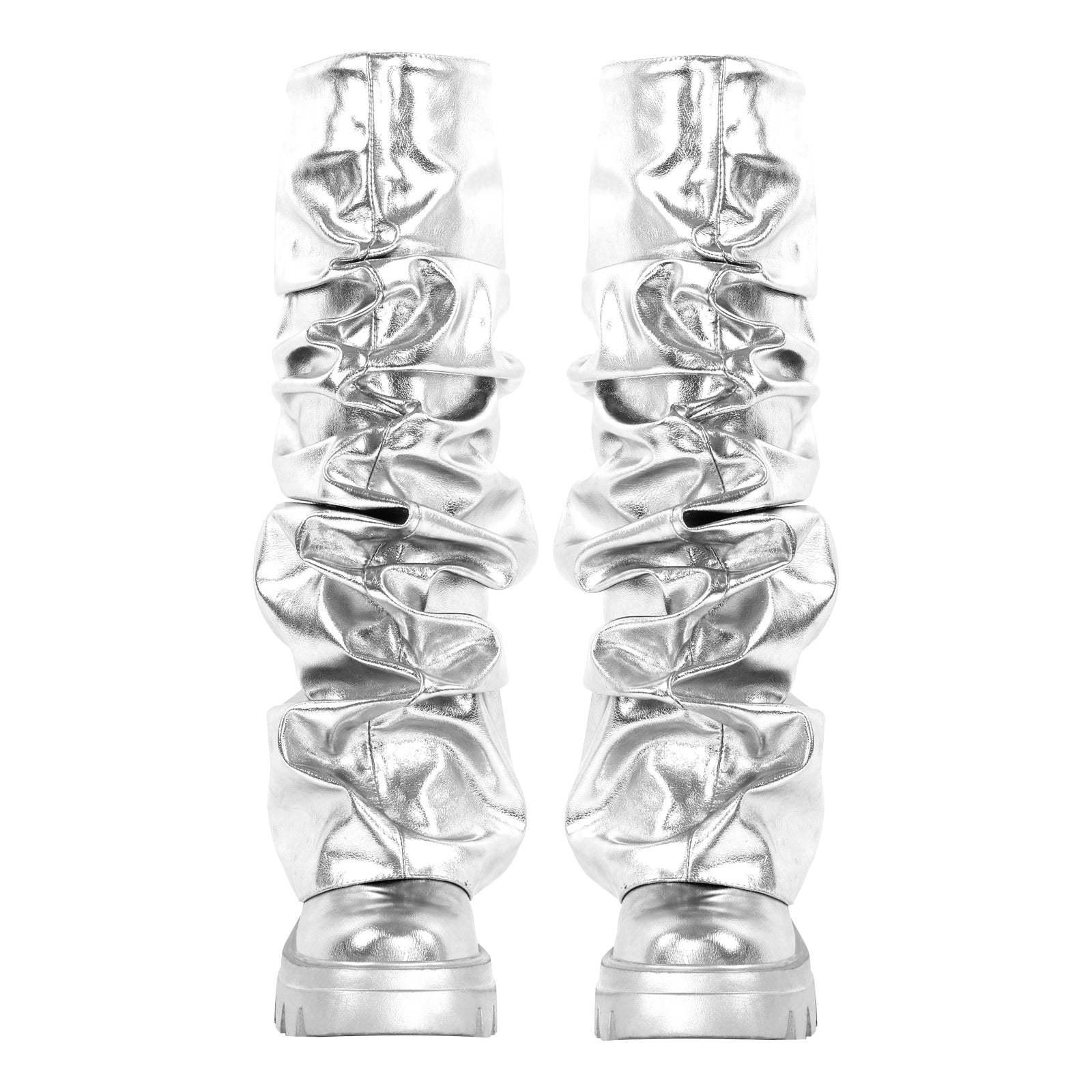 Plateau Halbstiefel Blockabsatz Fold Over Mid Calf Boots Stiefeletten