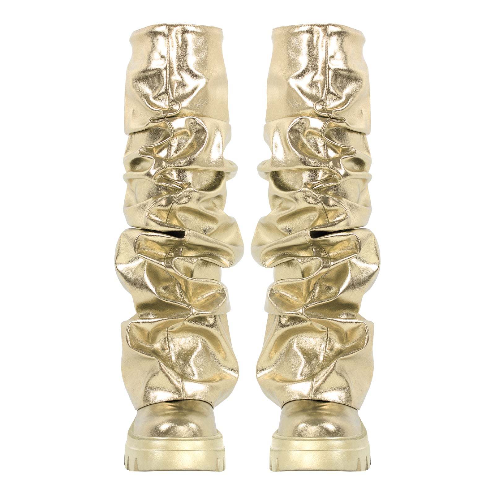 Plateau Halbstiefel Blockabsatz Fold Over Mid Calf Boots Stiefeletten