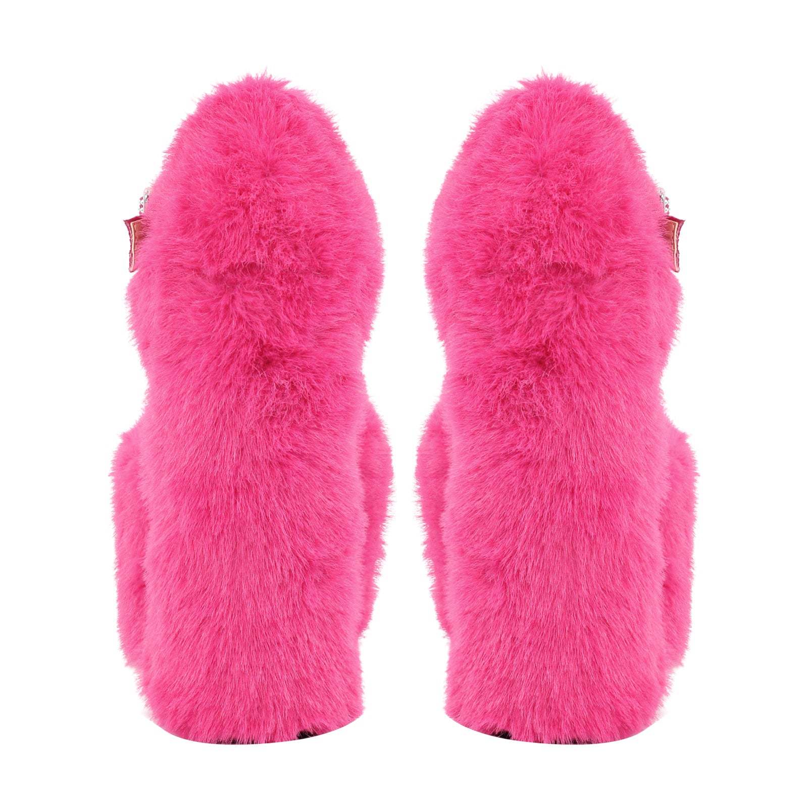 Damen Pumps Plateau Block High Heels Plüsch