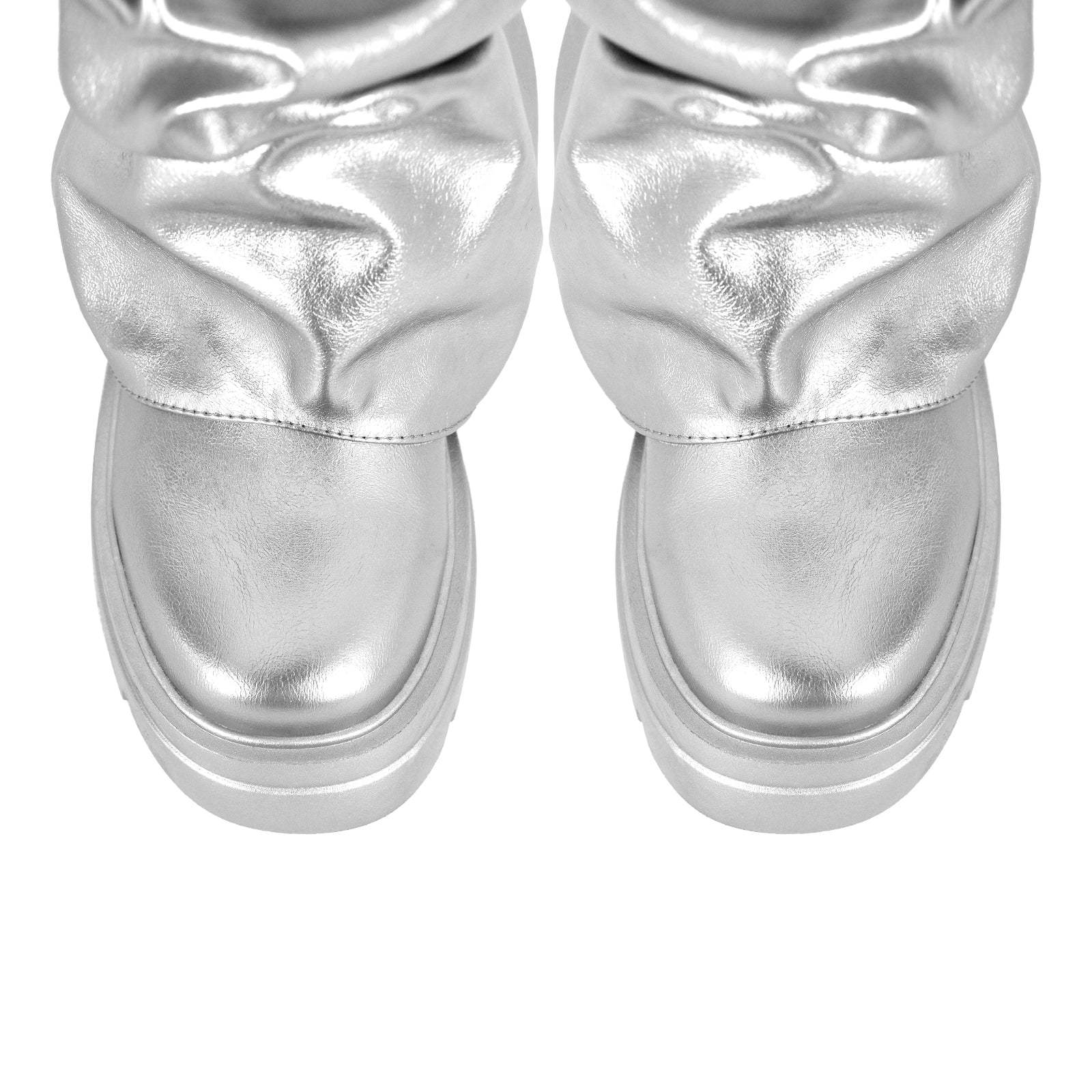 Fold Over Boots Falten Stiefel Glänzende Stiefel Blockabsatz Rutschfeste Sohle