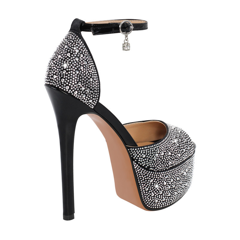 Plateau Sandalen mit Strass und hohem Absatz