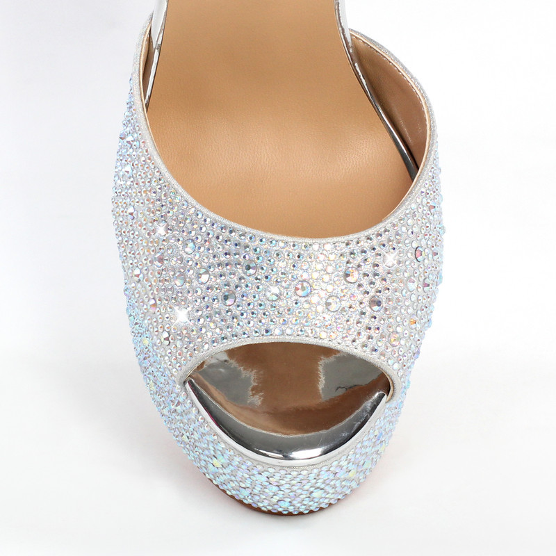 Plateau Sandalen mit Strass und hohem Absatz