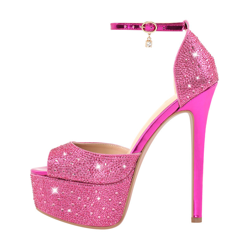 Plateau Sandalen mit Strass und hohem Absatz