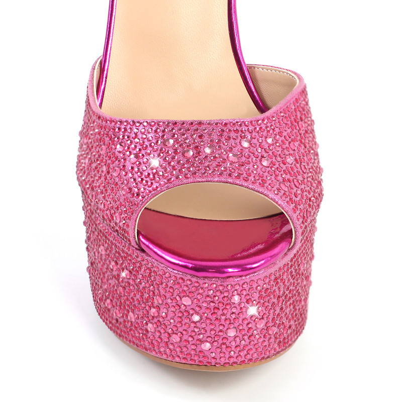 Plateau Sandalen mit Strass und hohem Absatz