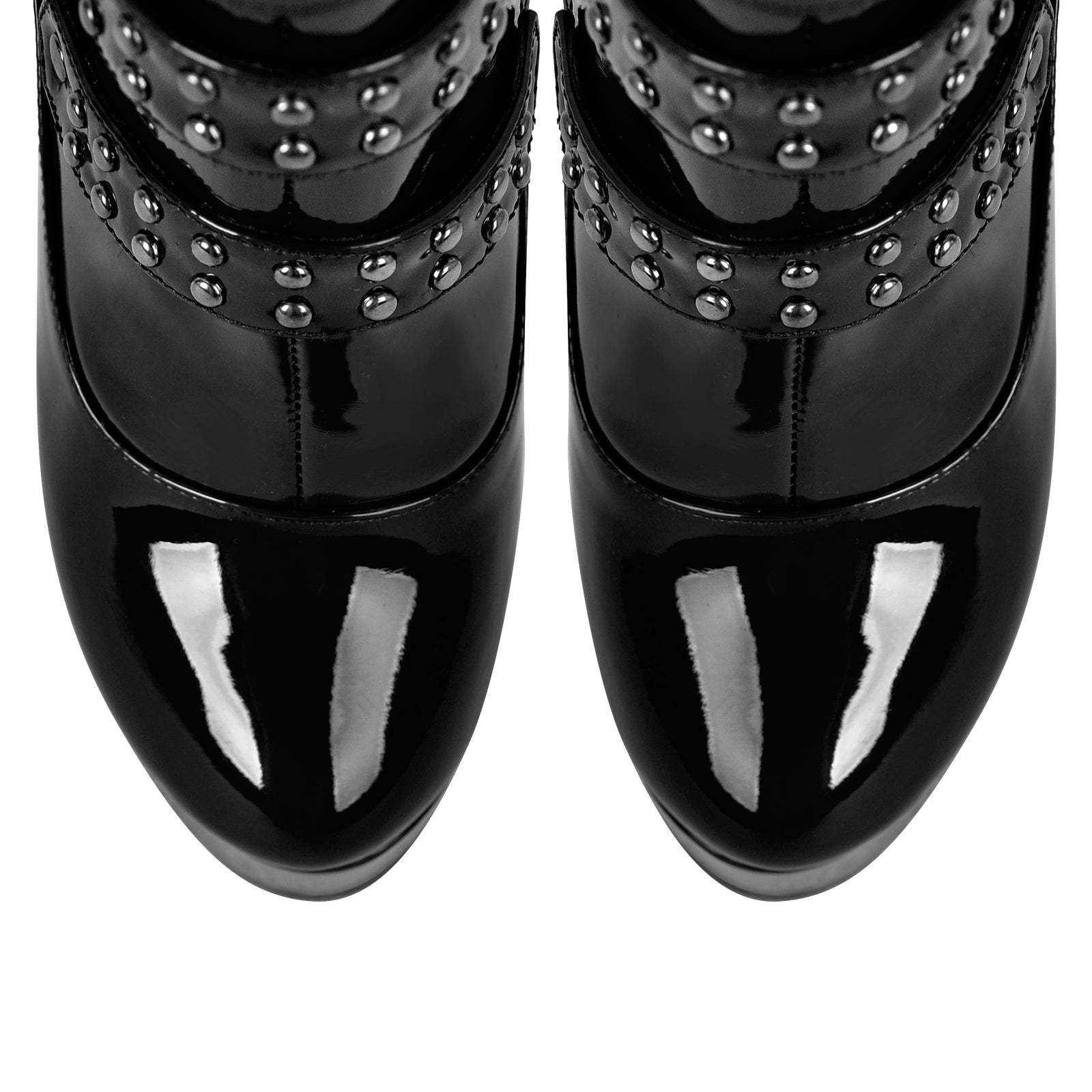 Plateau Overknee Langschaft Stiefel mit Stilettos High Heels Lack Rot