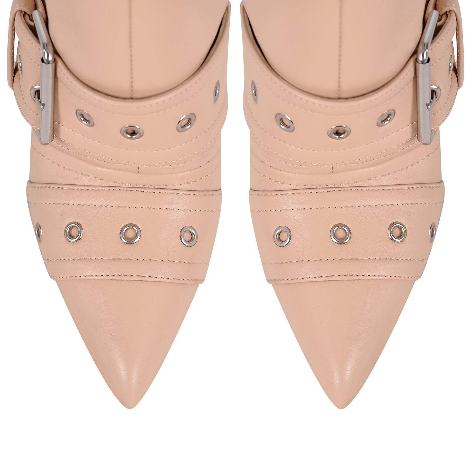 Spitze Zehen Overknee Stiefel Schnallen verzierte Ösen Gothic Boots