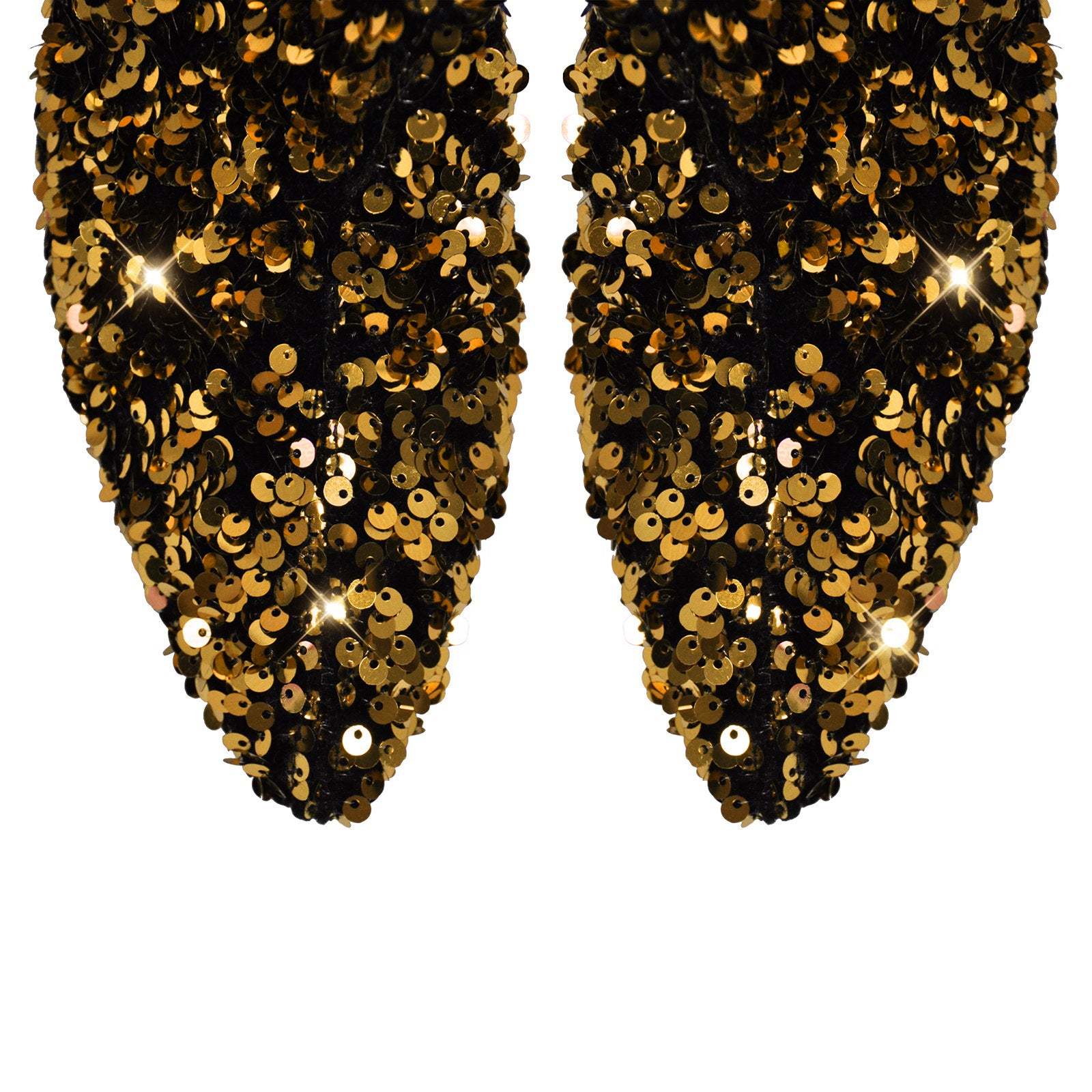 Glänzende Stiefel Overknee Pfennigabsatz Stilettos Farbverlauf