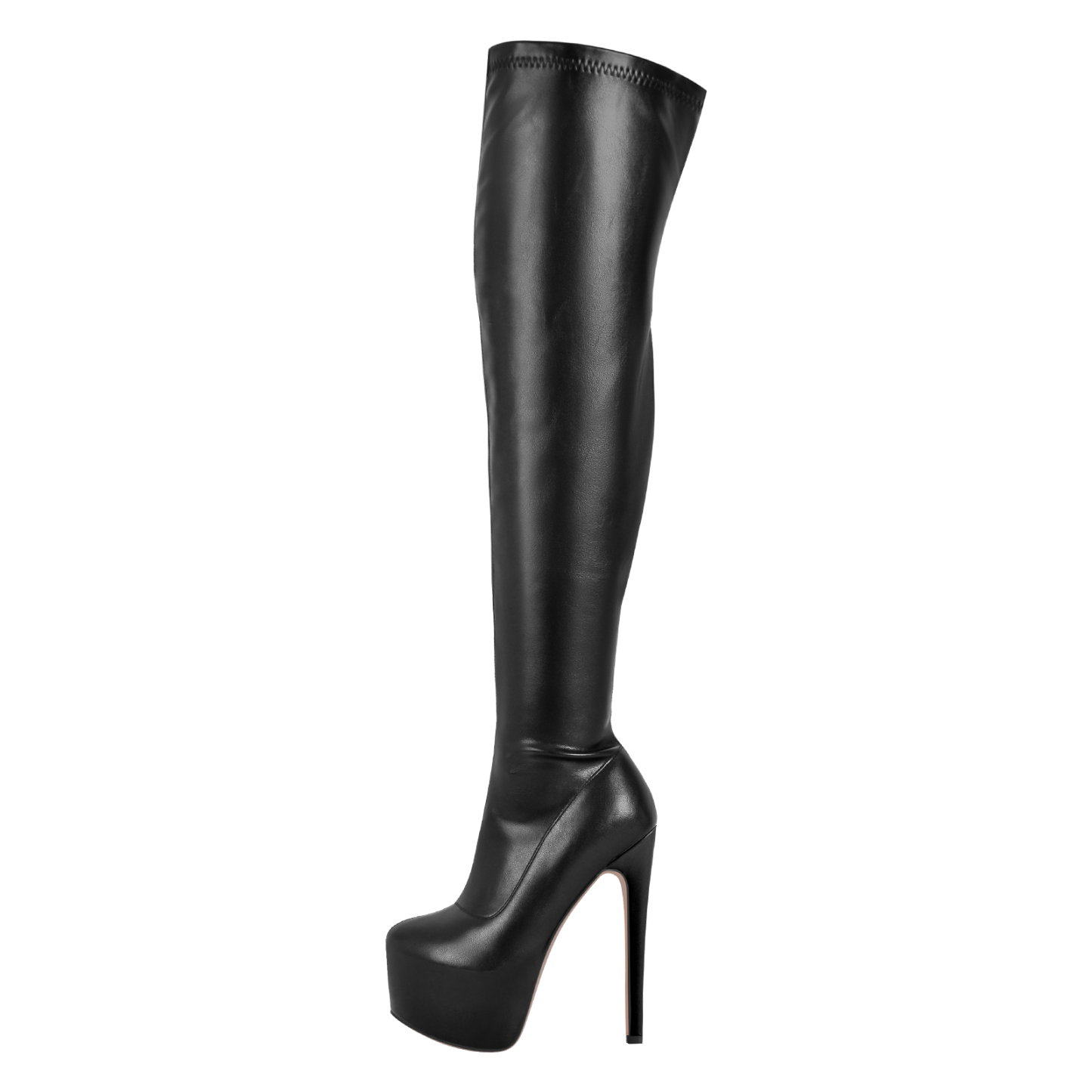 Plateau Overknee mit Pfennigabsatz High Heels Damenschuhe Stilettos Elastische Stiefel Lack