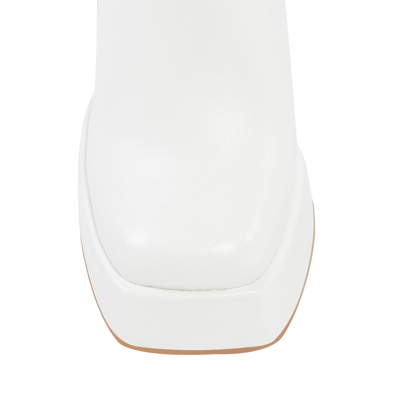 Plateau quadratische Spitze Kunstleder Knöchelstiefel