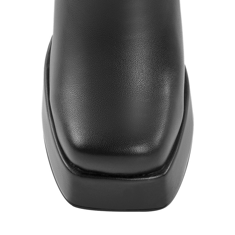 Plateau quadratische Spitze Kunstleder Knöchelstiefel