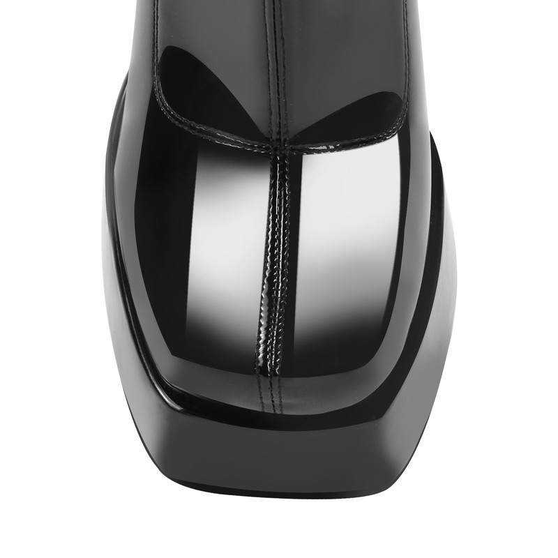 Plateau Blockabsatz Quadratische Zehen Knöchel Stiefel